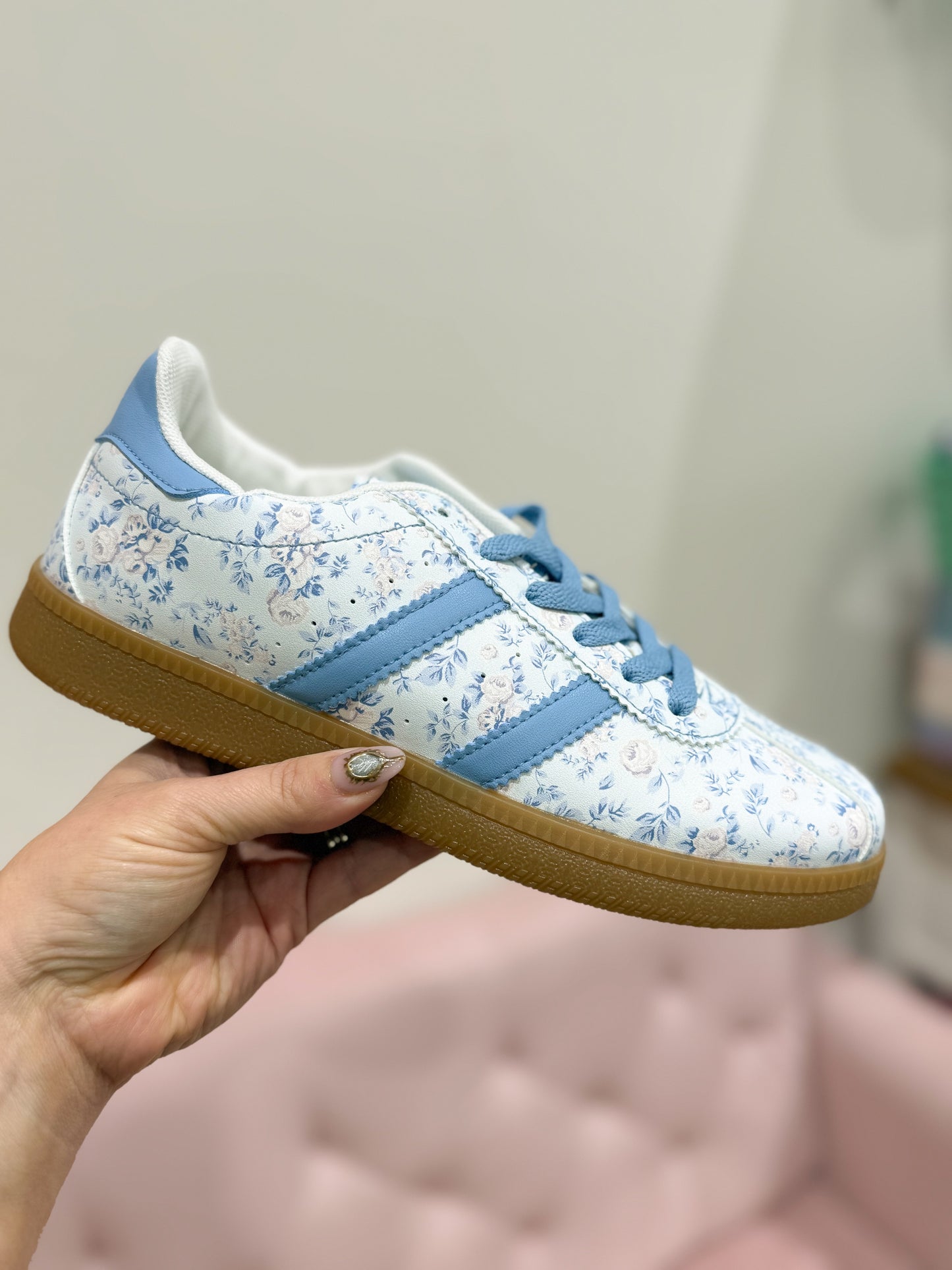 Blue Floral Sneakers