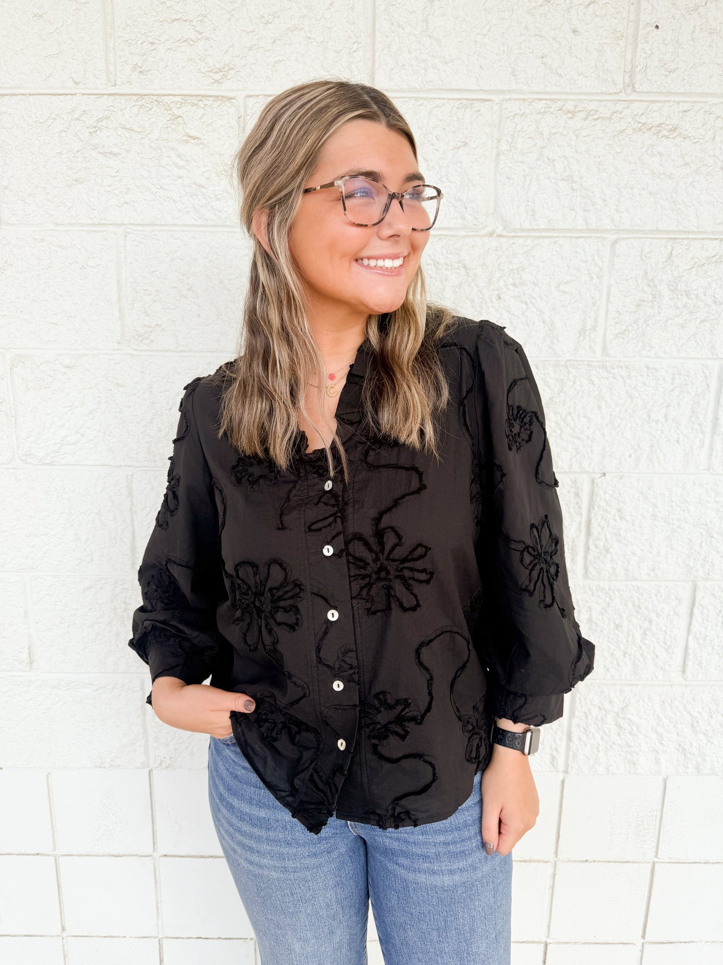 Little Black Bloom Top