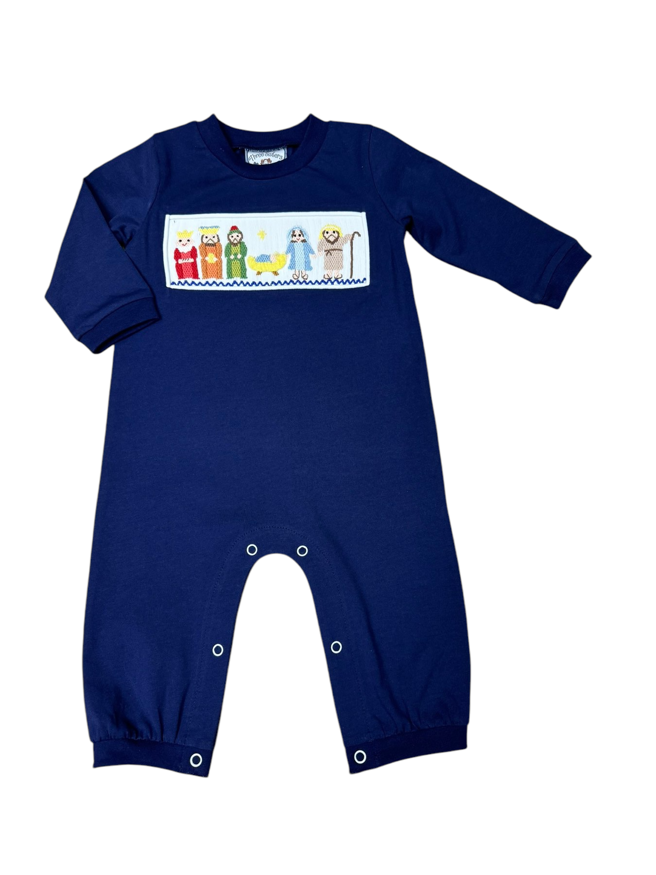 Nativity Smocked Boy Romper Three Sisters