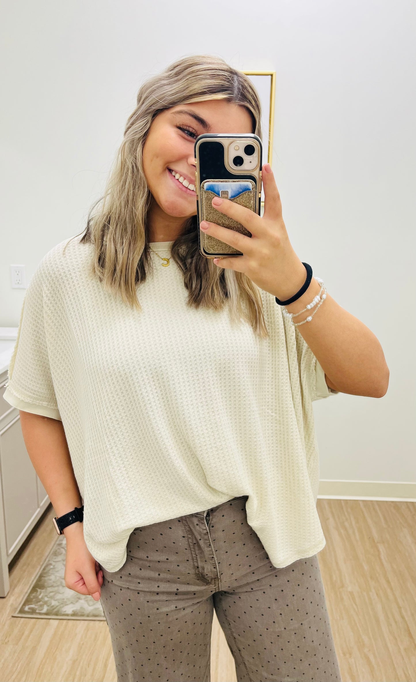 Ecru Easy Street Waffle Top