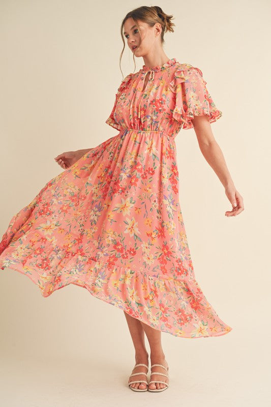 Peach Bellini midi dress