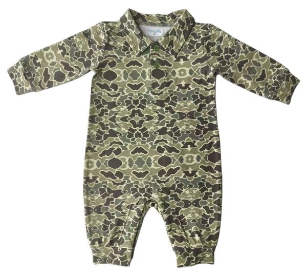Camo Long Sleeve Romper- Jumping Jolly