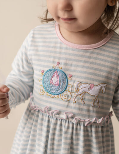Horse & Carriage Appliqué dress- Three Sisters