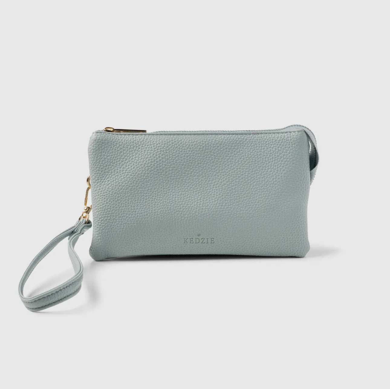 Robin egg blue wristlet and crossbody