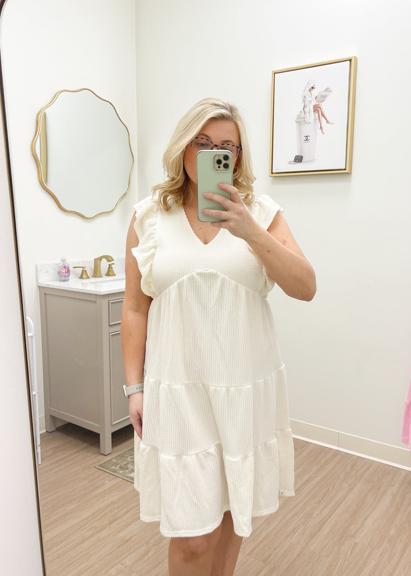 Cream Ruffle Dress Simply Southern