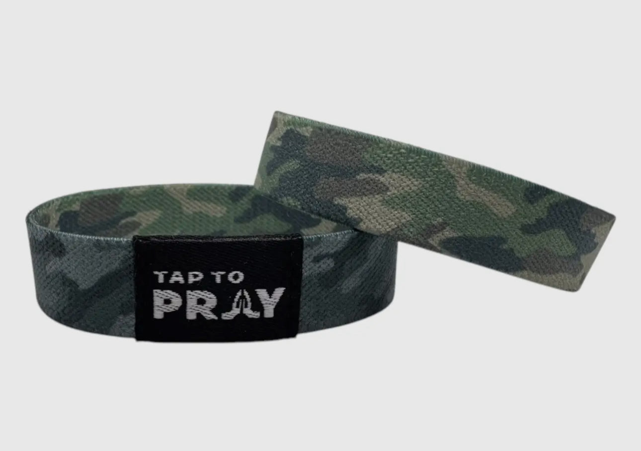 Green & Charcoal Camo Tap-To-Pray Wristband