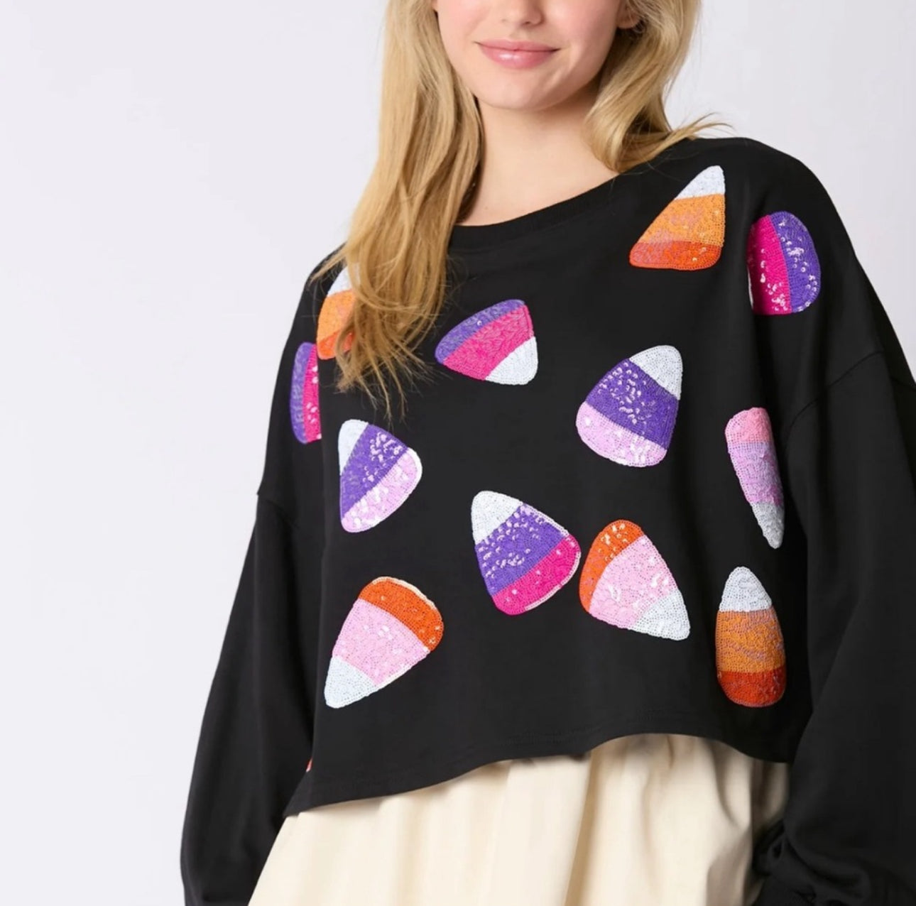 Candy Corn Sequin Sweatshirt