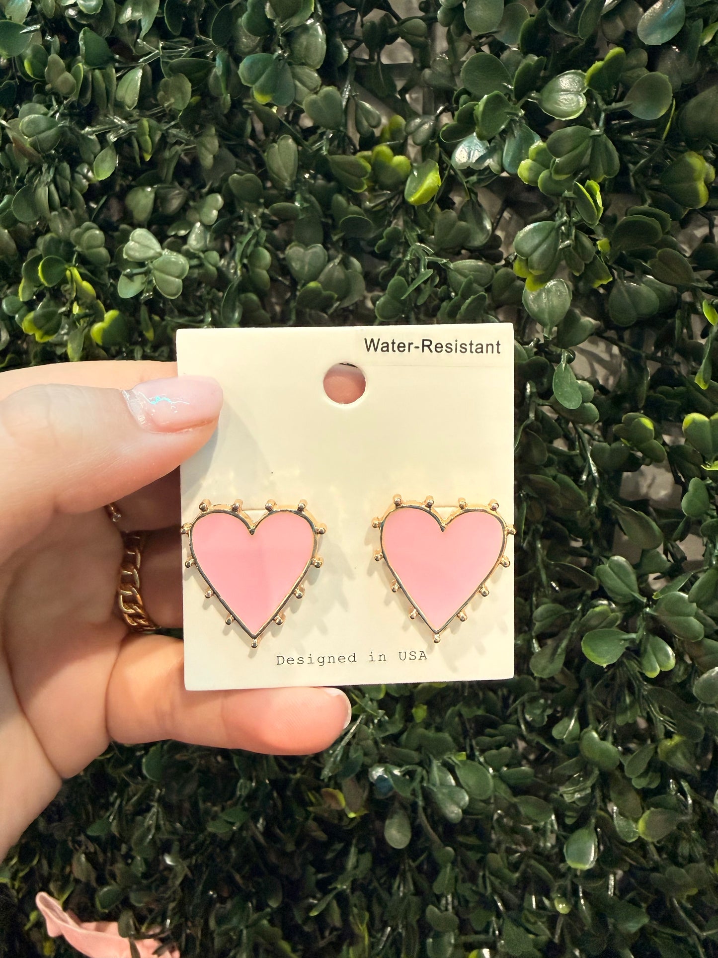 Pink Beaded Hearts Earrings