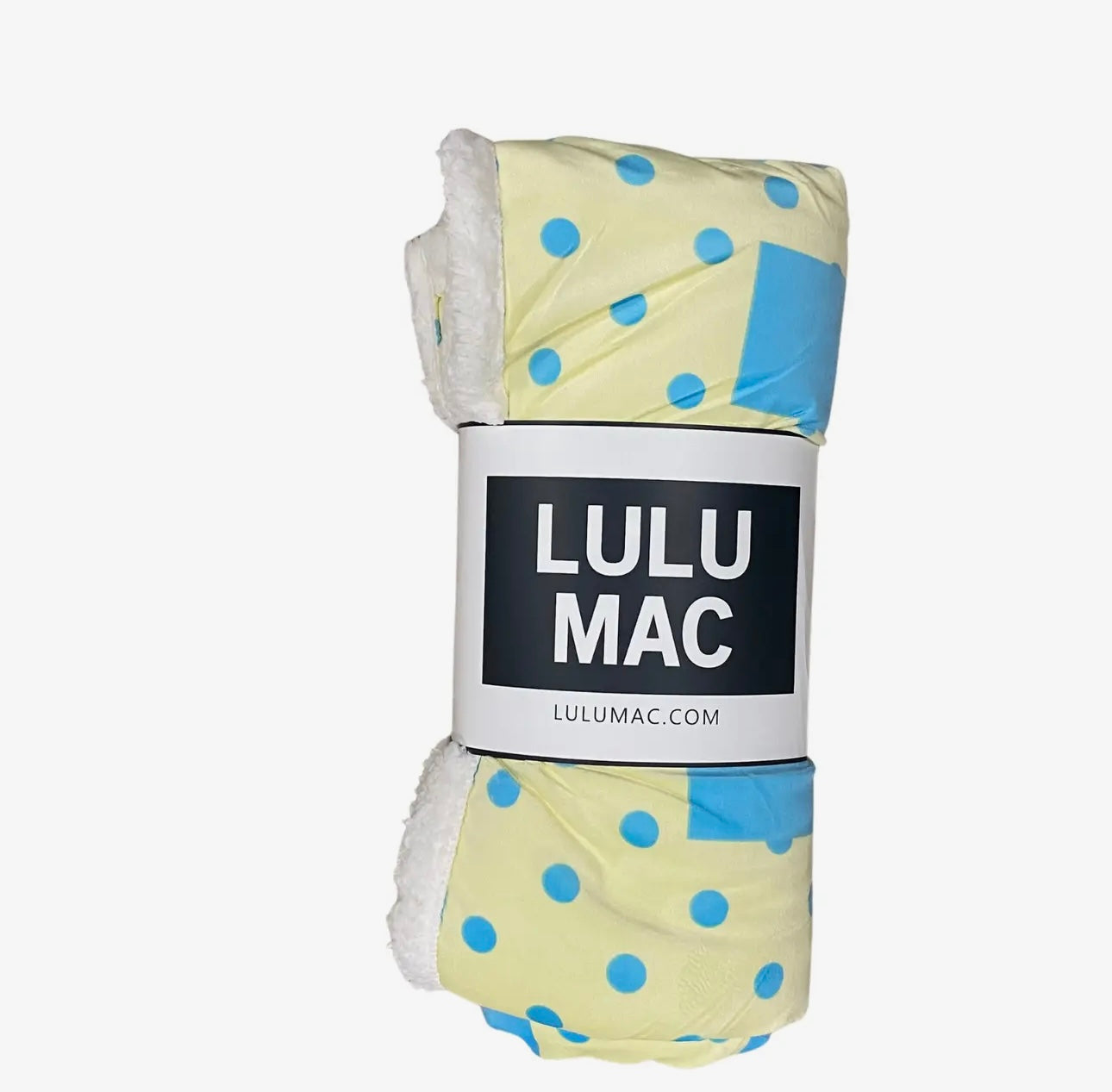 Yellow with light blue polka dots Lulu Mac blanket