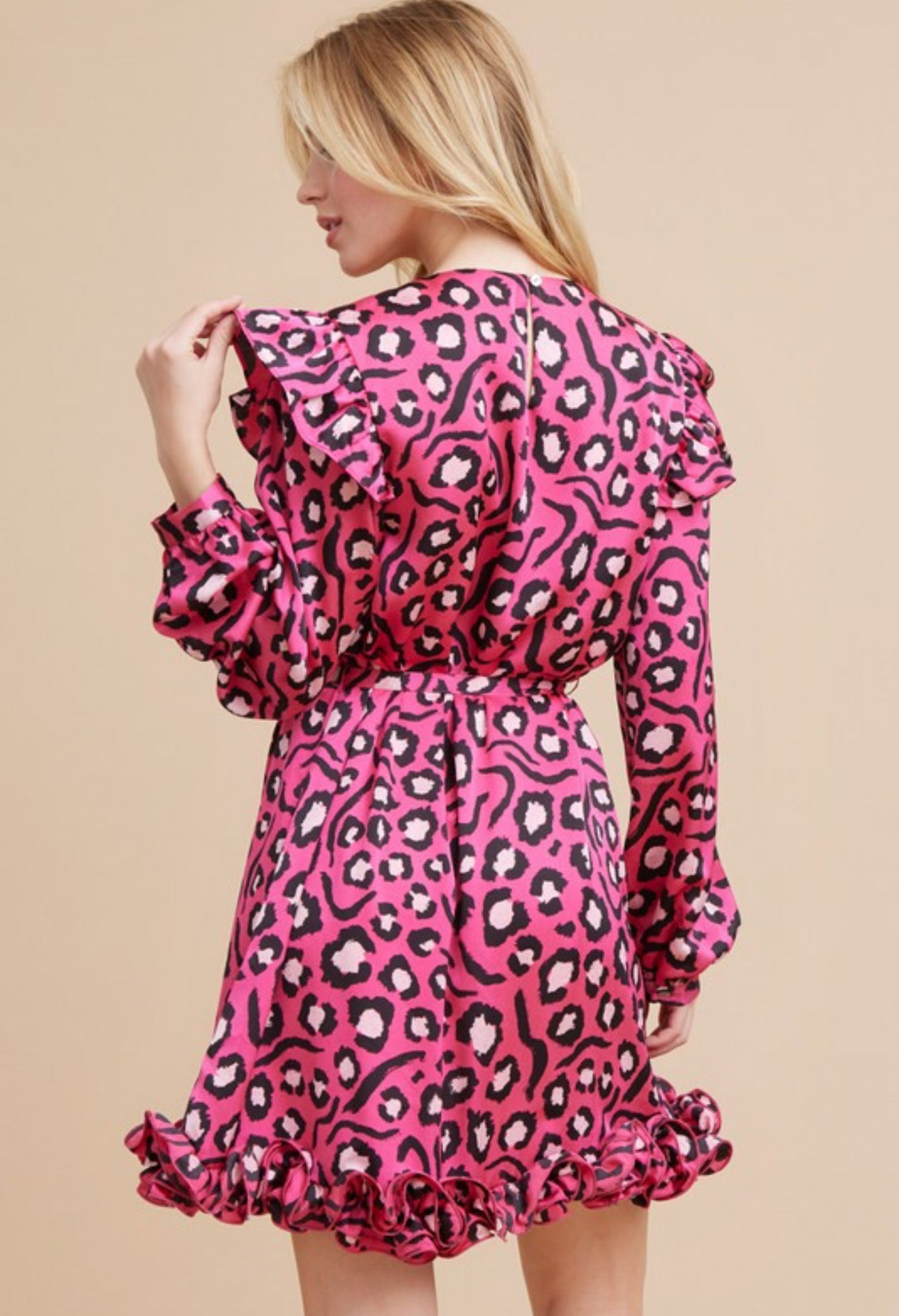 Pink Cheetah Satin Dress