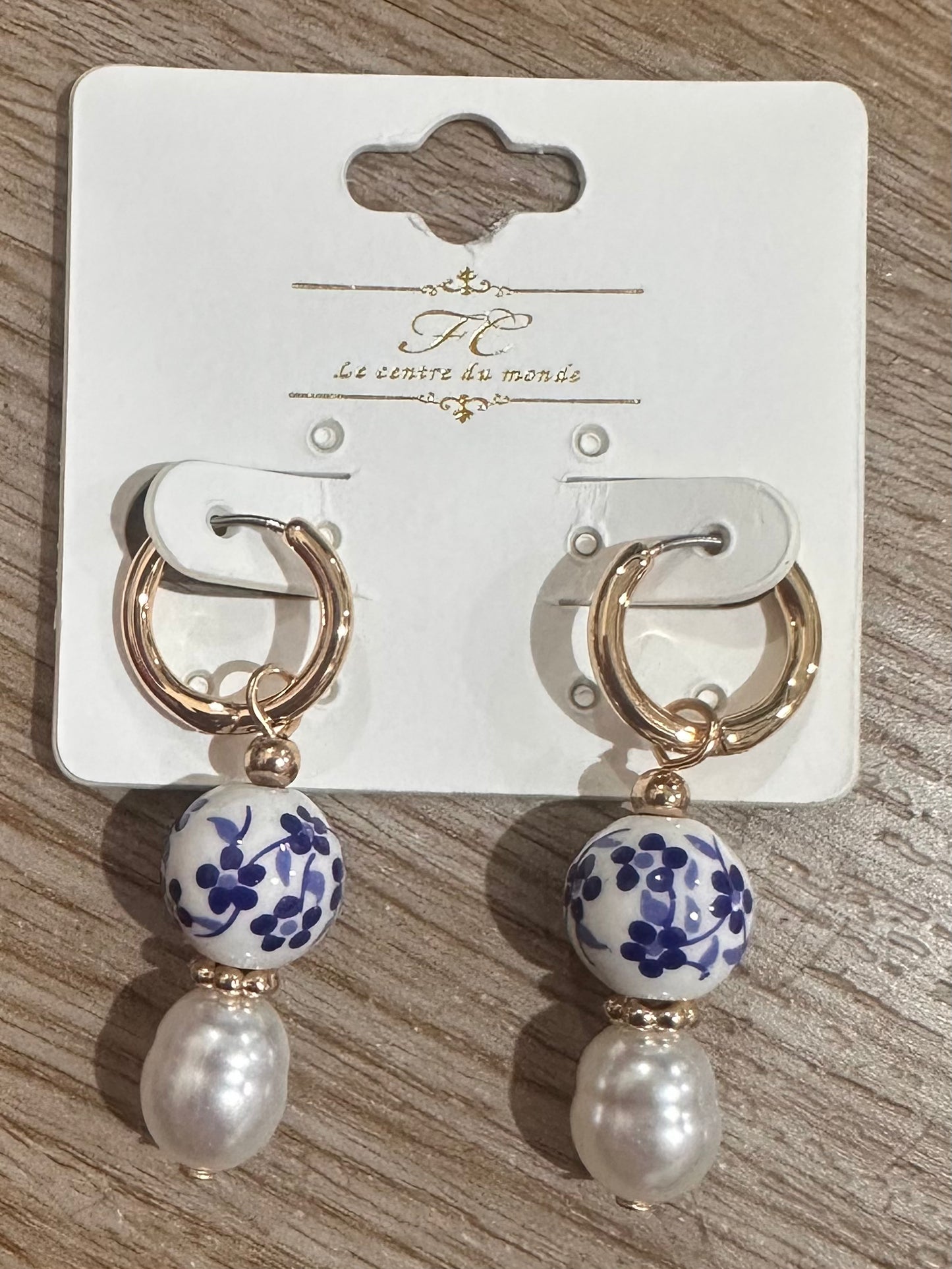 Blue Blossom & Pearl Earrings