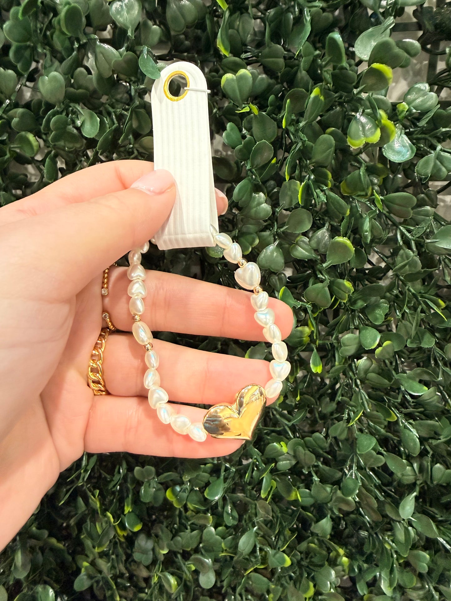 Gold Heart & Pearl Bracelet