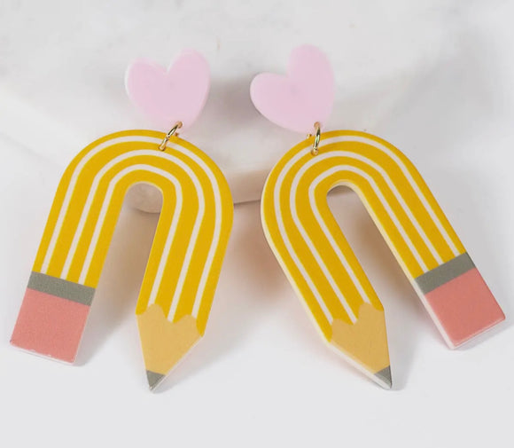 Rainbow pencil earrings