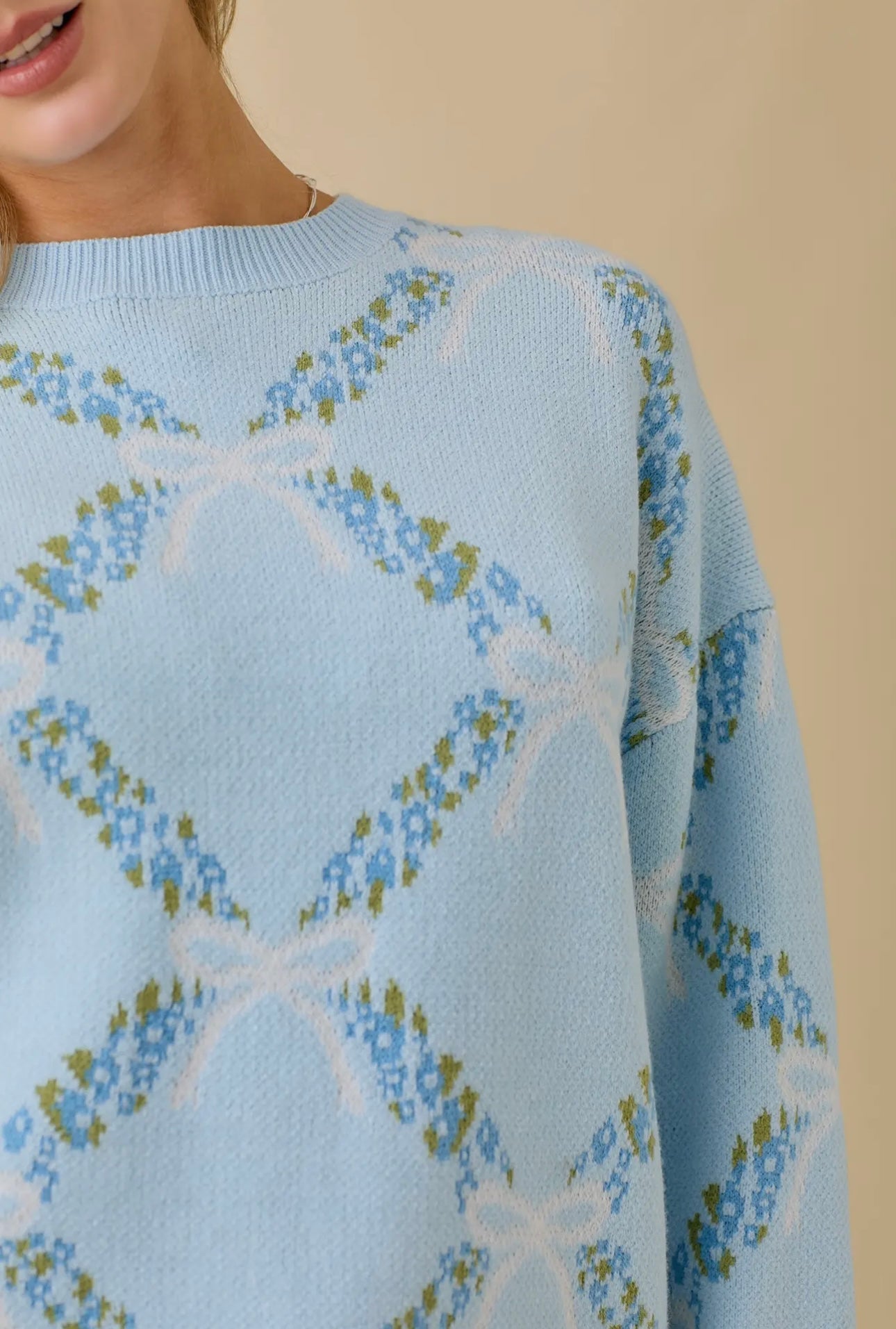 Blue Ribbon Floral Sweater Main Strip