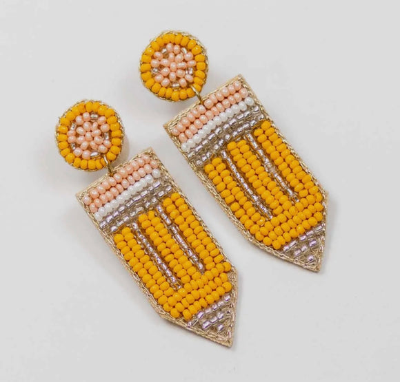 Beaded pencil earrings