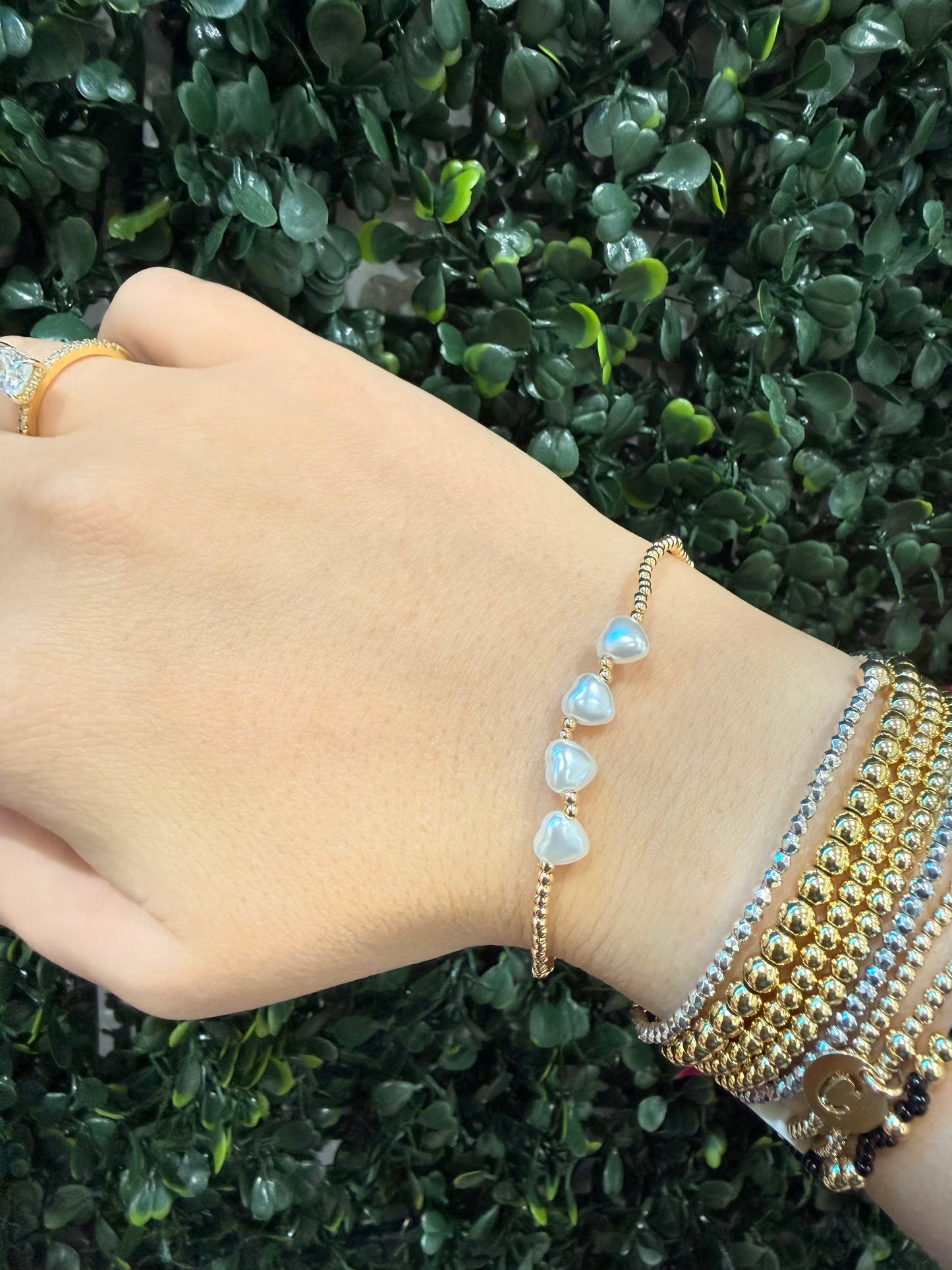 Pearl Heart Gold Bracelet