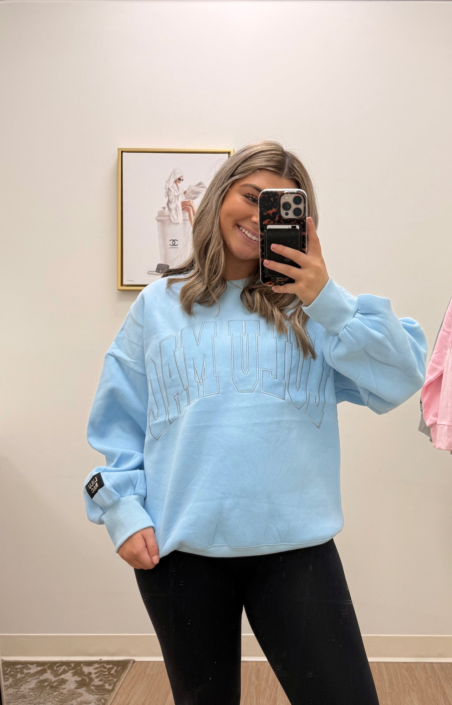 Light Blue Appliqué Sweatshirt | Lulu Mac