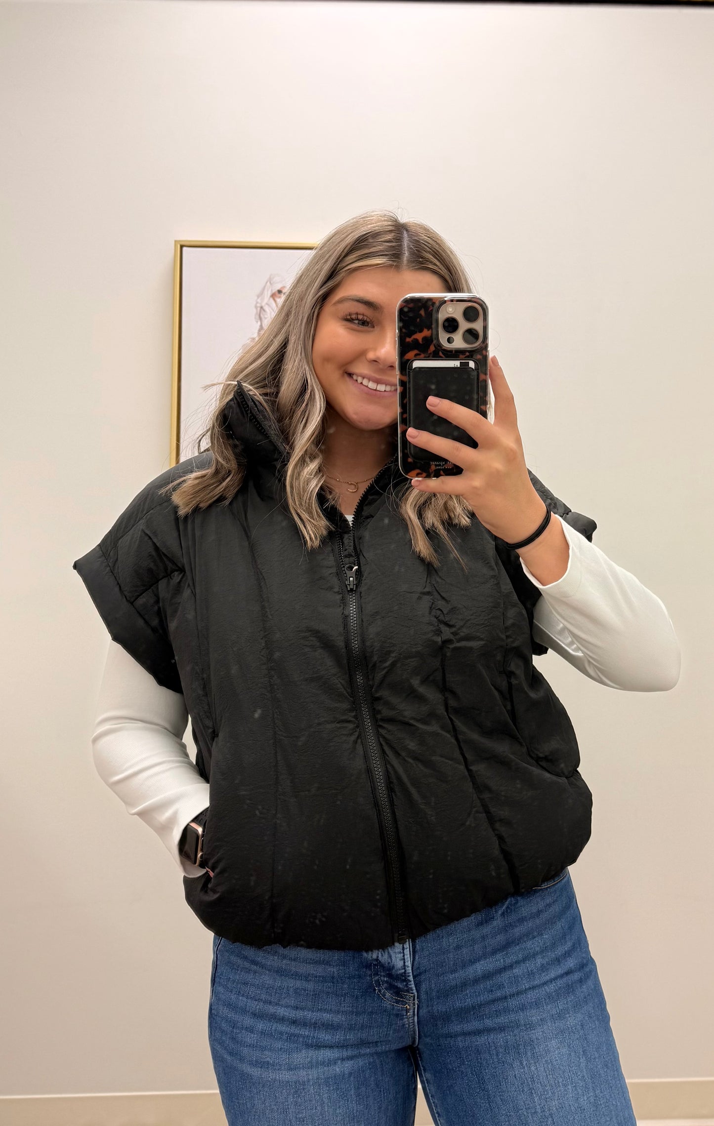 Lottie Black Puffer Vest- Simply Southern
