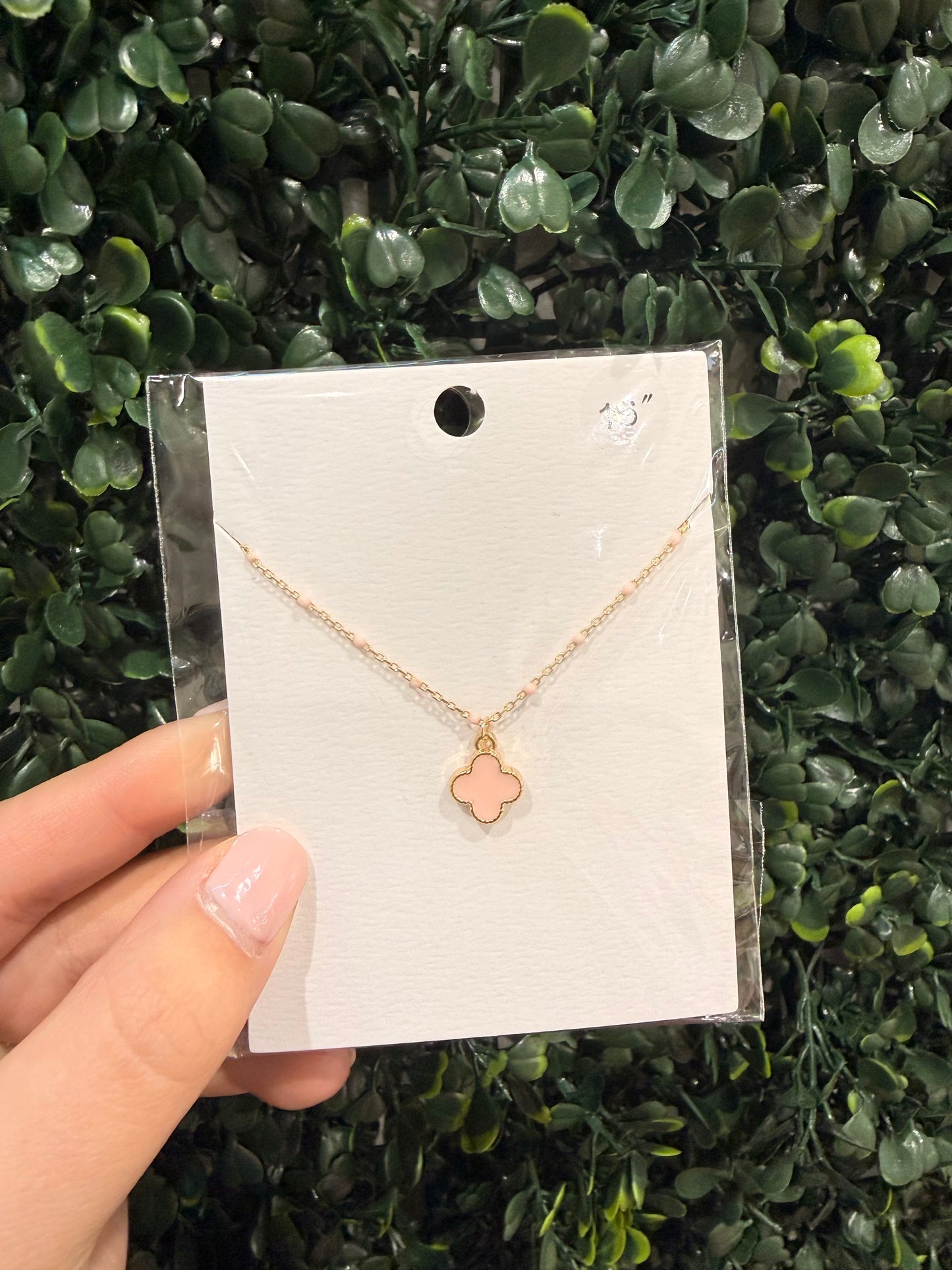 Pink Clover Necklace