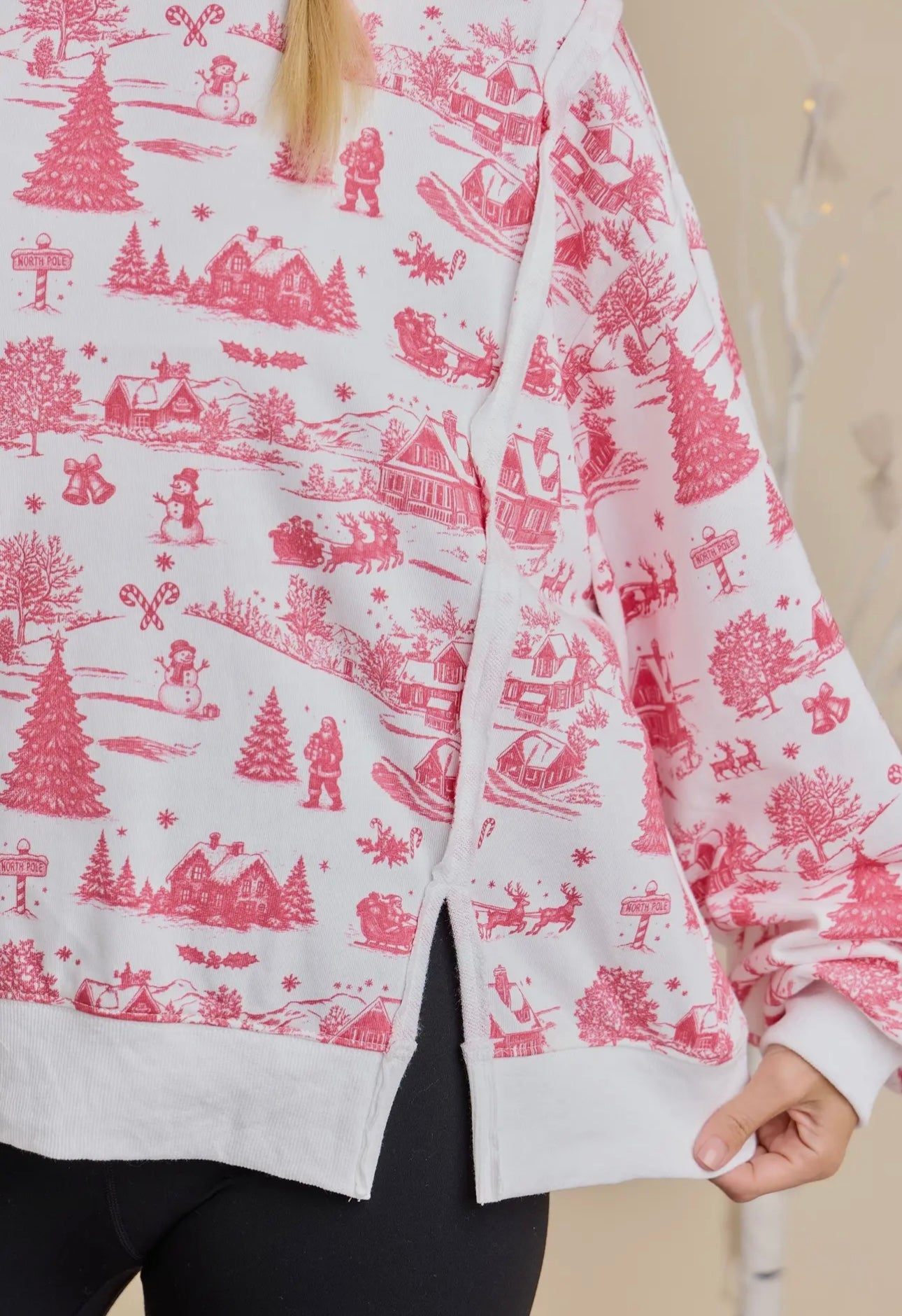 Holiday Red Toile Sweatshirt- Main Strip