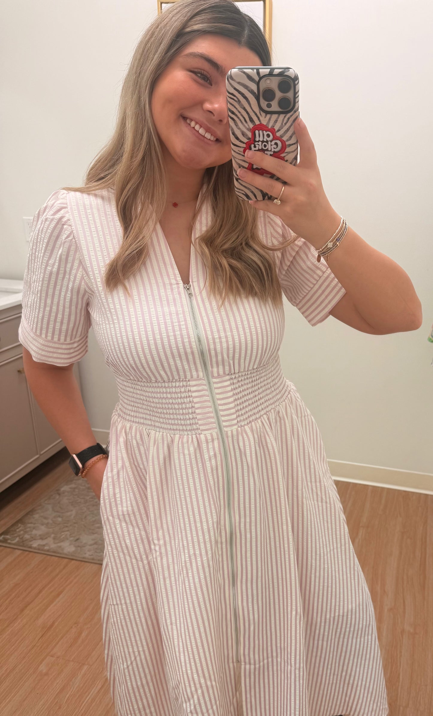 Blush Stripe Zip Dress
