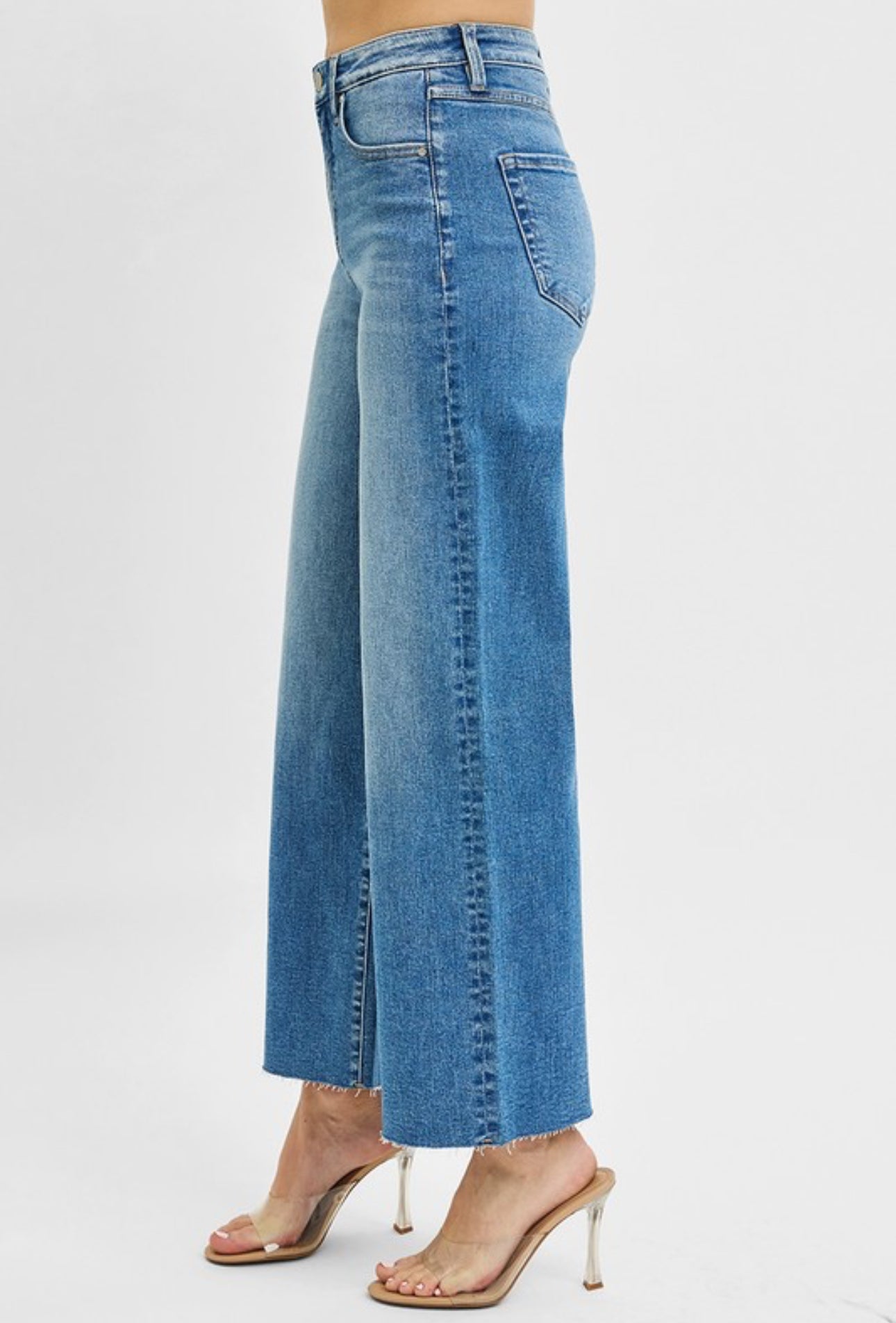 Tummy Control High Rise Crop Wide Leg Jeans