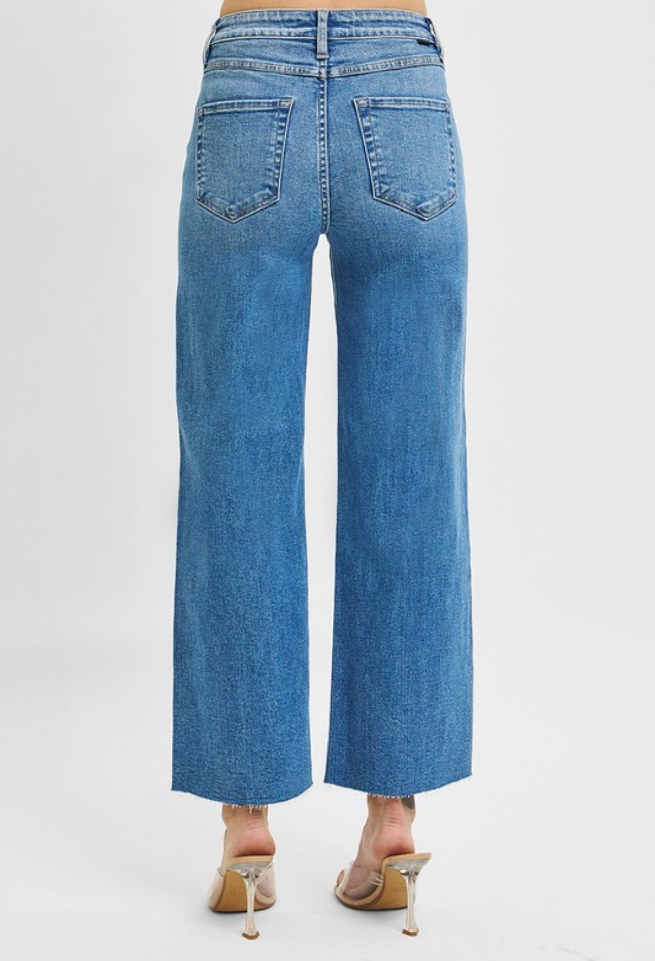 Tummy Control High Rise Crop Wide Leg Jeans