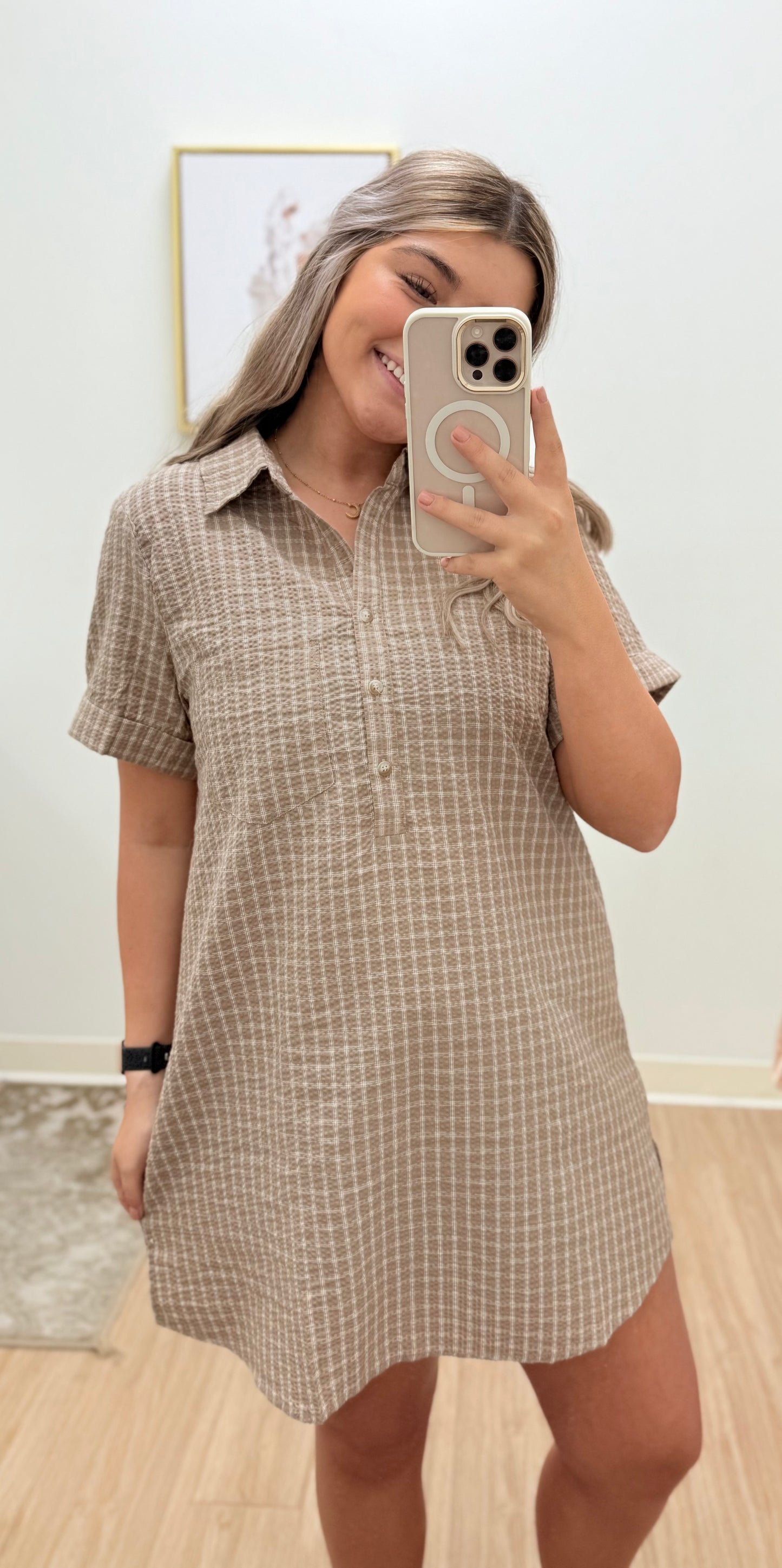 Mocha Seersucker Dress