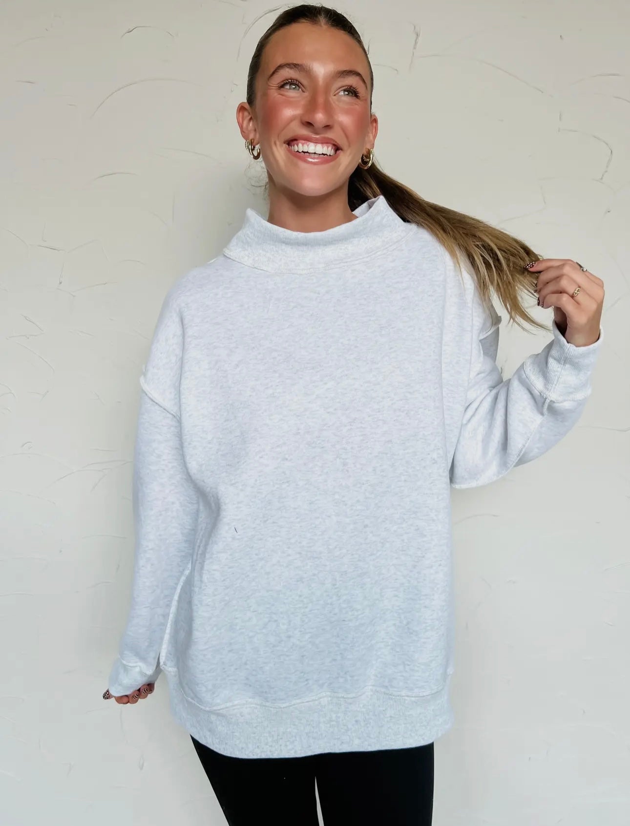Mock Neck Sweatshirt | Ash Grey