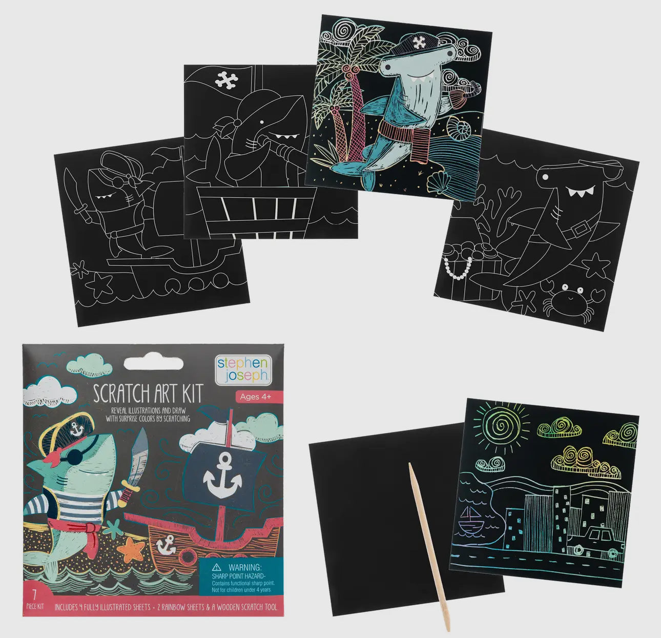 Pirate scratch art kit