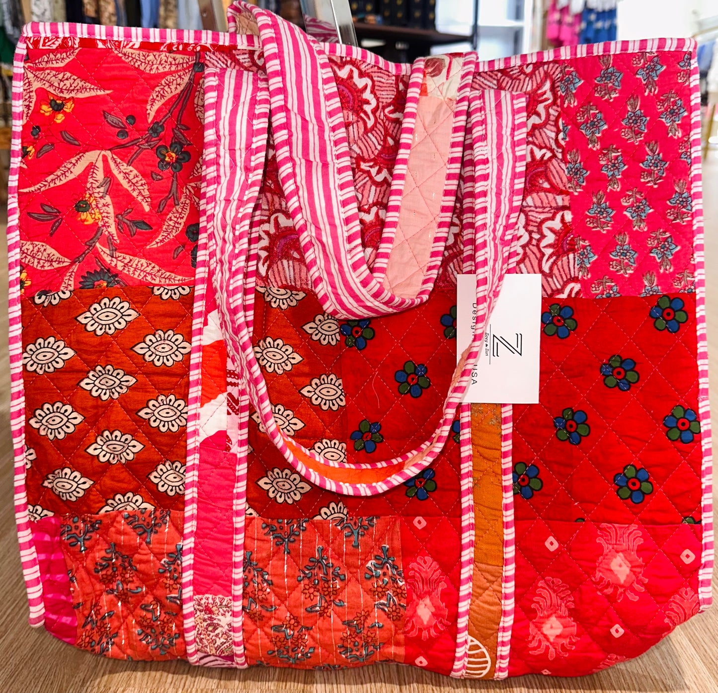 Pink Patchwork Quilted Bag