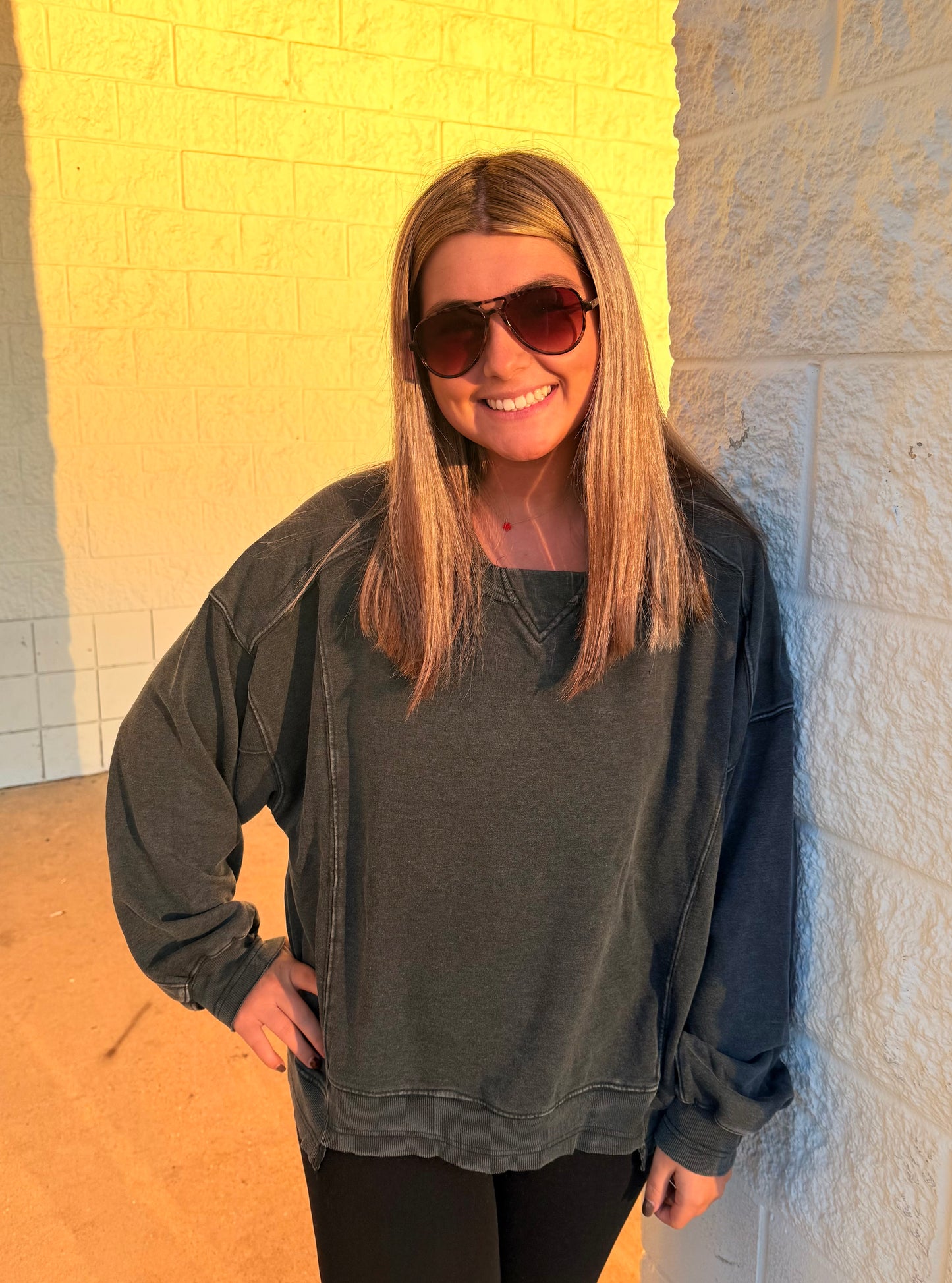 Black French Terry Crew Neck