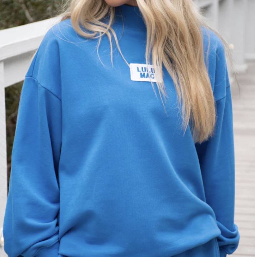 Blue Terrycloth Mockneck | Lulu Mac