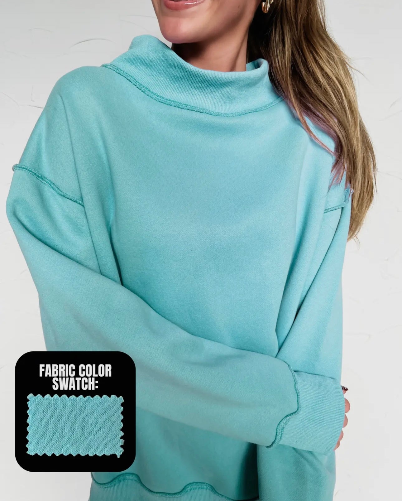Mock Neck Sweatshirt | Sky Blue