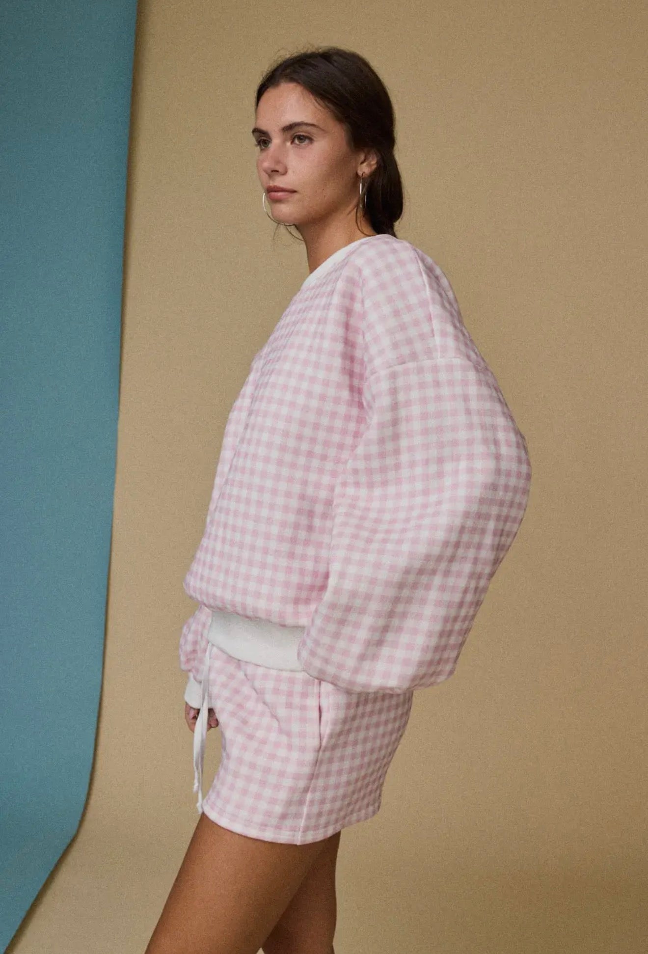 Pink Gingham Crewneck Set