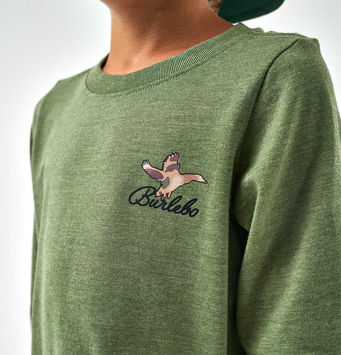 Ducks Flying In L/S Youth Tee - Olive Burlebo