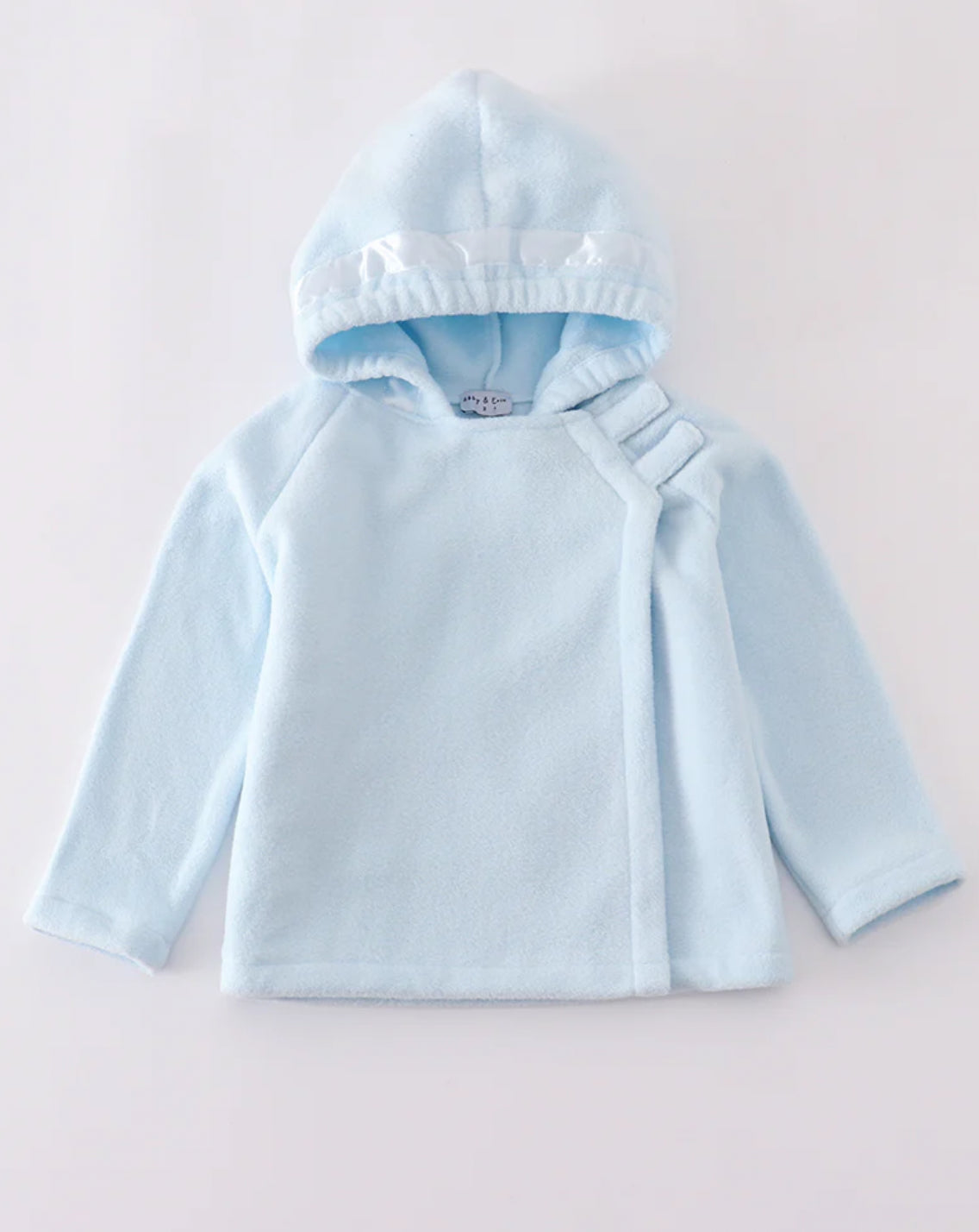 Light Blue Fleece Velcro Hooded Jacket
