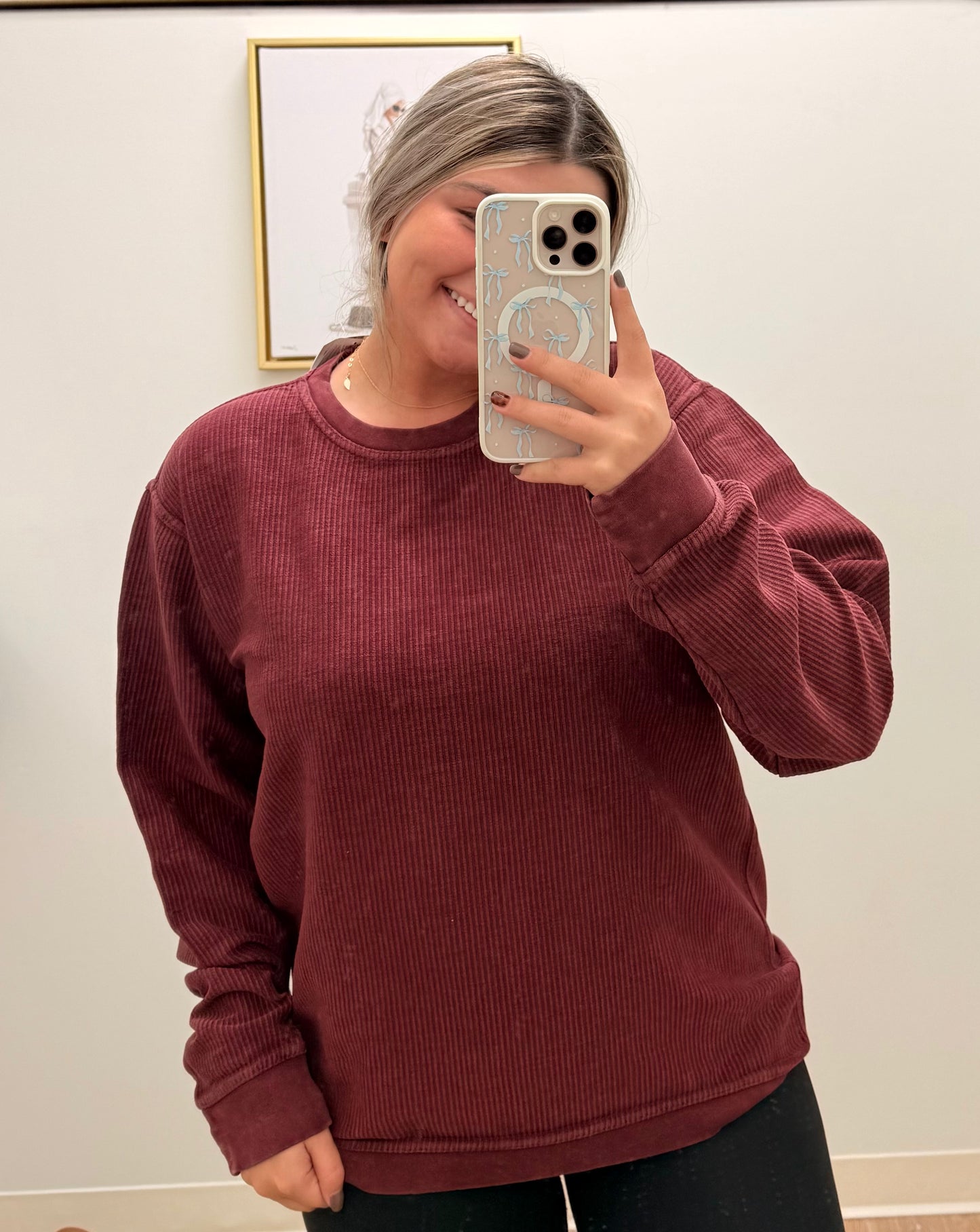 Maroon Comfy Ribbed Crewneck