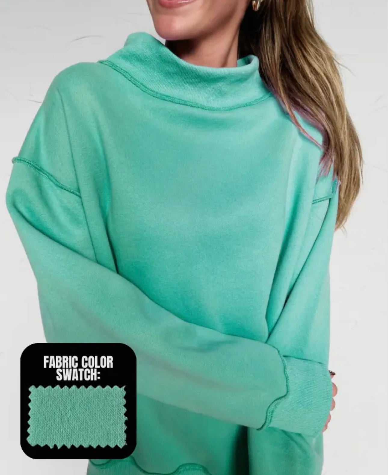 Mock Neck Sweatshirt | Seafoam