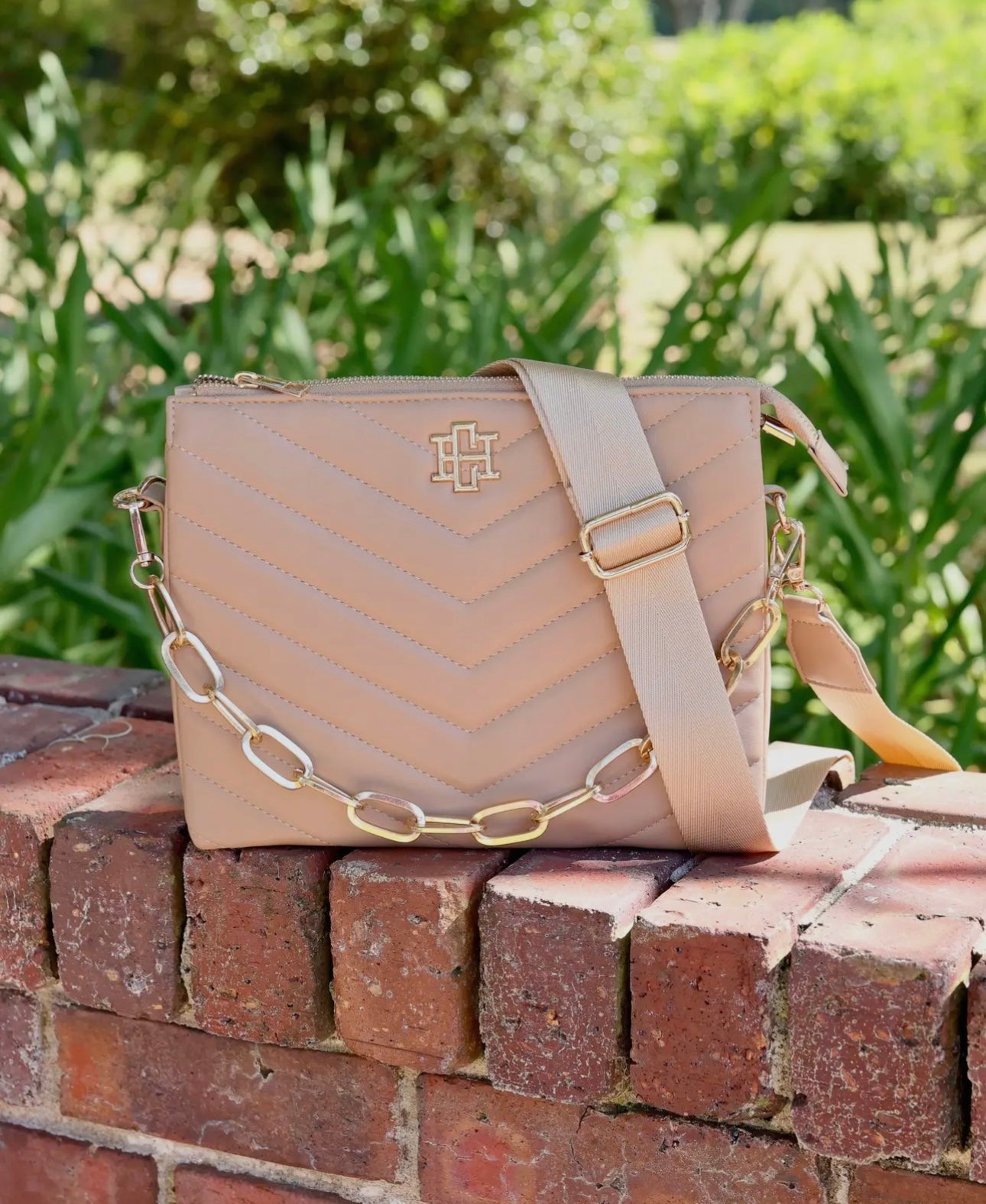 Ariana Crossbody Latte Chevron Quilted