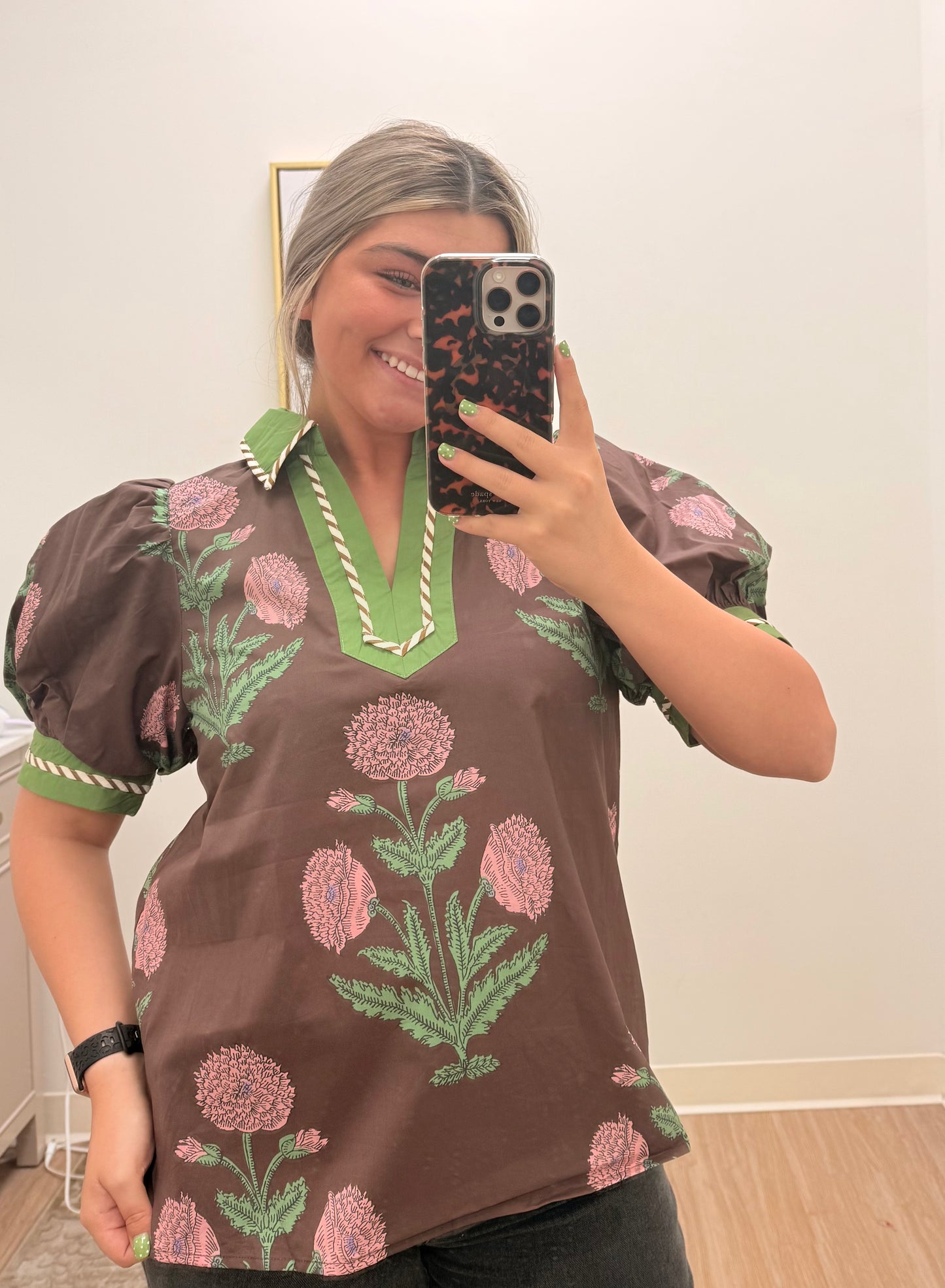 Brown Blossom Blouse