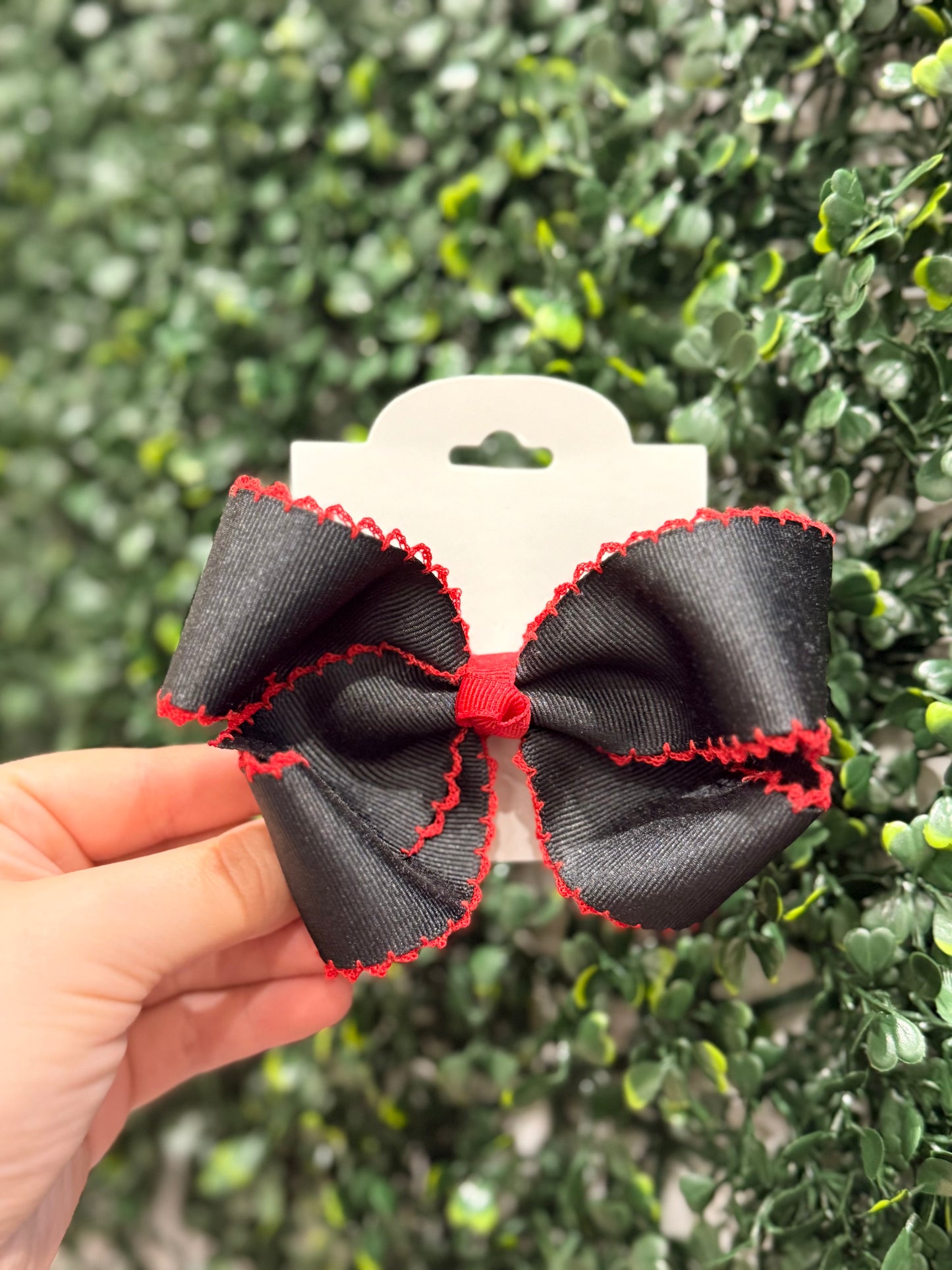 Black Bow w/ Red Stitch