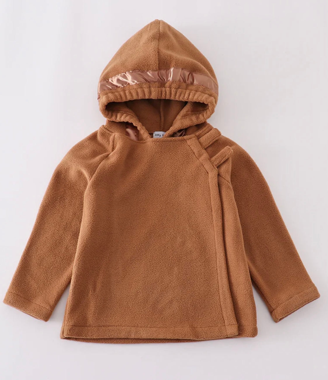 Camel Fleece Velcro Hooded Jacket
