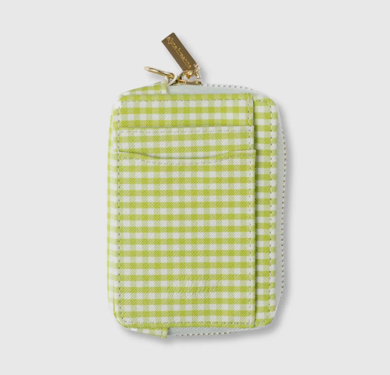 Green Gingham Zip Wallet