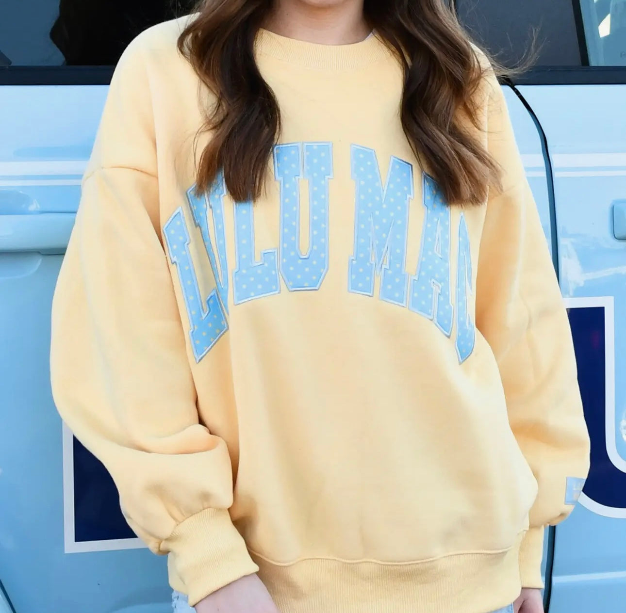 Lulu Mac Yellow w/ Blue Polka Dots