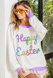 Happy Easter tinsel French terry pullover