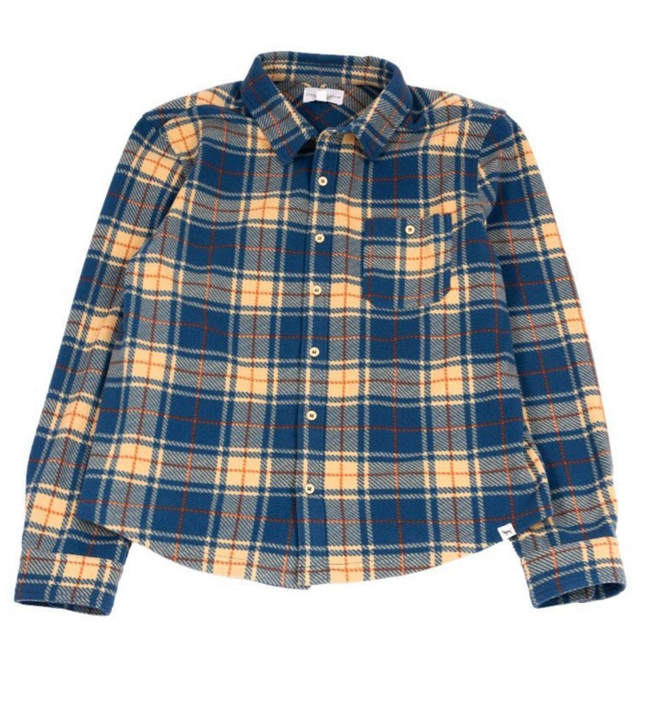 Blue Plaid Fleece Button Up - Simply Southern