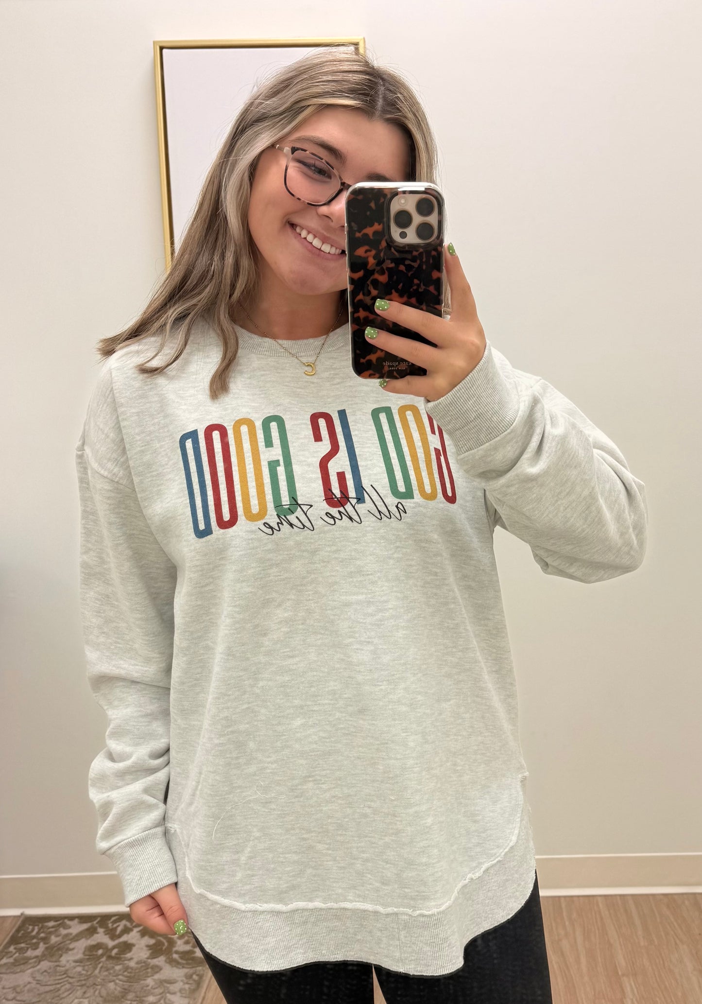 God Is Good Rounded Bottom Hi-Lo Sweatshirt