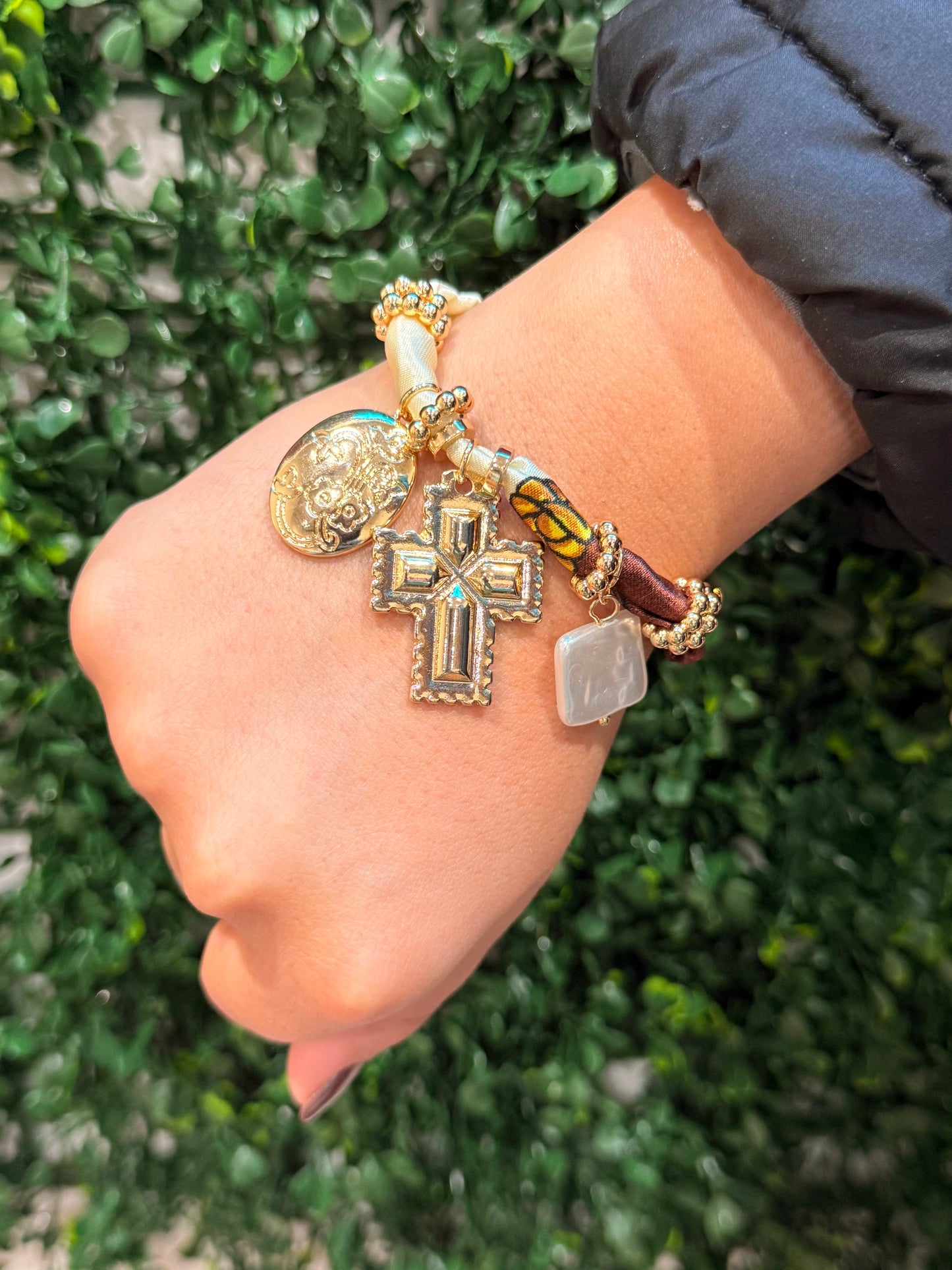 Cross Charm Scarf Bracelet