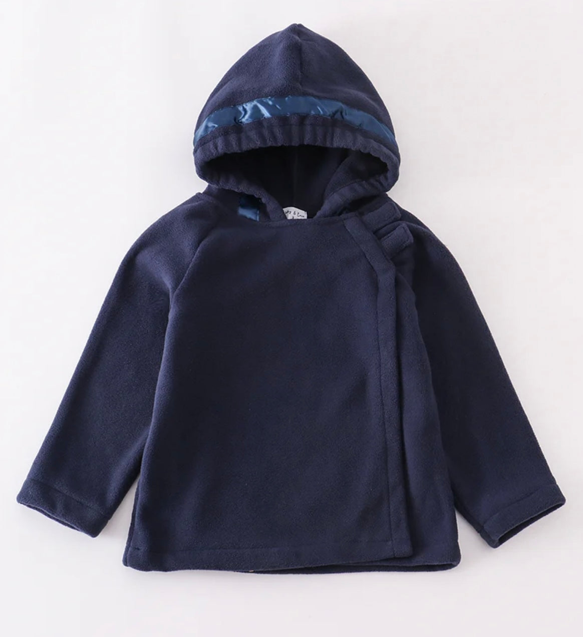 Navy Fleece Velcro Hooded Jacket
